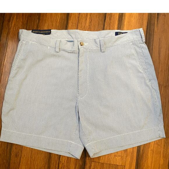 Polo Ralph Lauren Blue & White Seersucker Stretch‎ Classic Fit Shorts Men's NWT - Picture 1 of 9